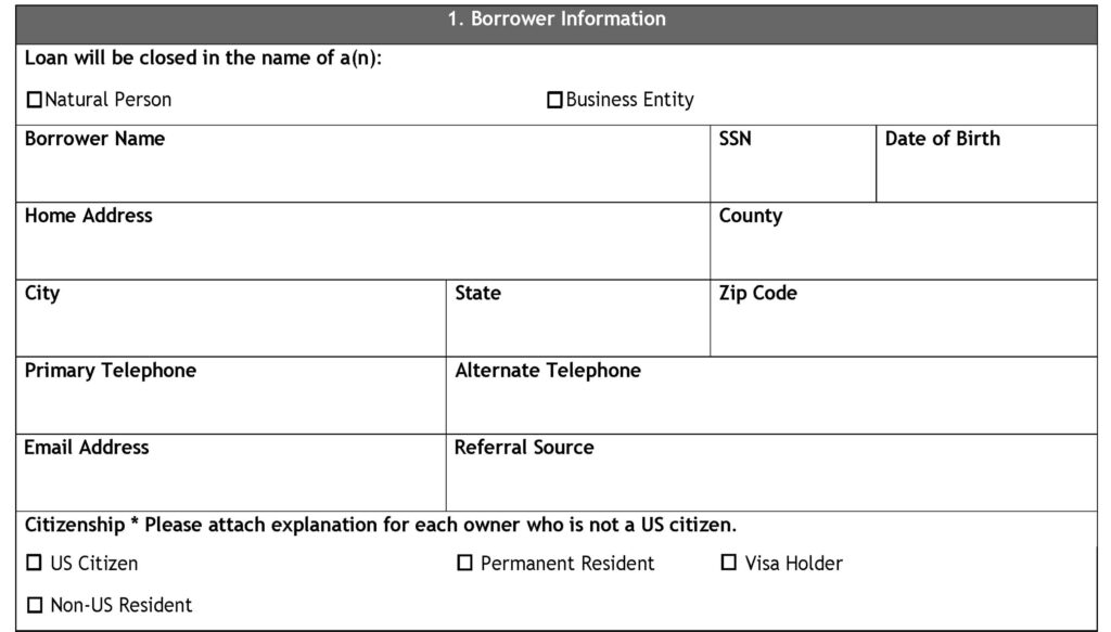 how to get a dscr loan - Borrower Information