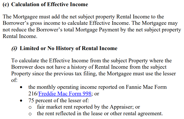 FHA House Hacking - rental income calculation